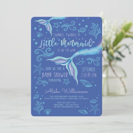 Twinkle Twinkle Iridescent Ocean Mermaid Blue Kaart (Staand voorkant)