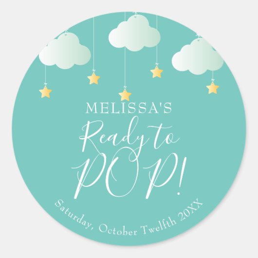 Twinkle Twinkle klaar om POP Baby shower Ronde Sticker (Voorkant)