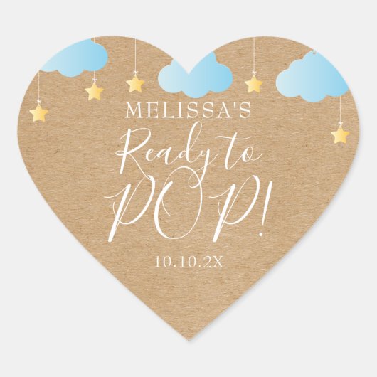 Twinkle Twinkle klaar om POP Blue Rustic Kraft Hart Sticker (Voorkant)