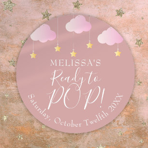 Twinkle Twinkle Klaar om te POP Roze Baby Shower Ronde Sticker