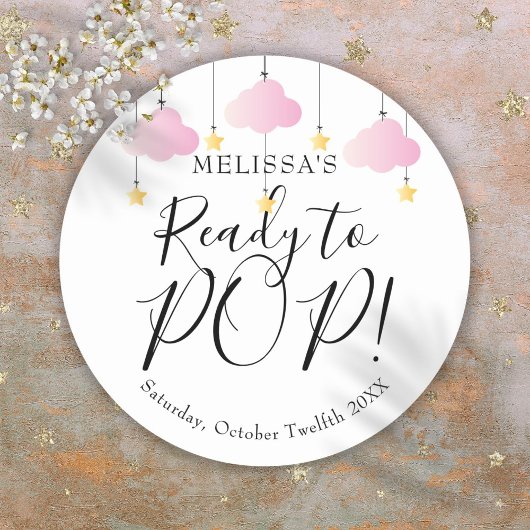 Twinkle Twinkle klaar om te POP Roze Meisje Baby S Ronde Sticker