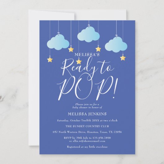 Twinkle Twinkle Klaar voor Pop Baby shower Blauw Kaart (Voorkant)