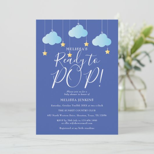 Twinkle Twinkle Klaar voor Pop Baby shower Blauw Kaart (Staand voorkant)
