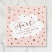 Twinkle-twinkle kleine roze sterroze baby shower bedankjes labels (Voorkant)