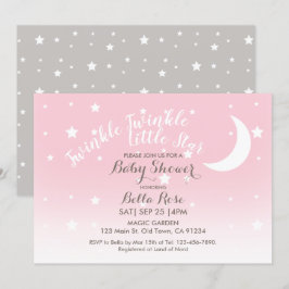Twinkle-twinkle kleine roze sterroze baby shower kaart