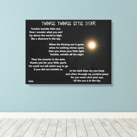 TWINKLE TWINKLE KLEINE STAR-gedicht Canvas Afdruk (Insitu (Houten vloer))