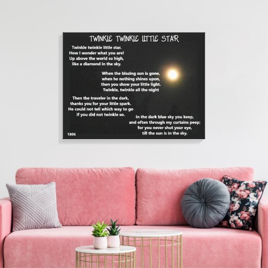 TWINKLE TWINKLE KLEINE STAR-gedicht Canvas Afdruk (Insitu (Woonkamer))