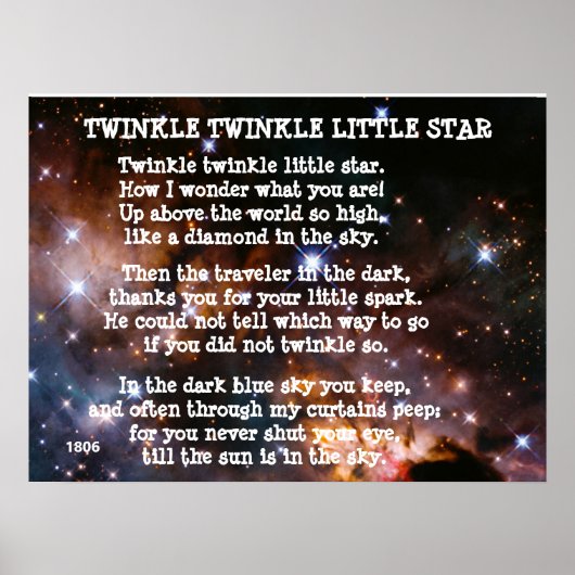 TWINKLE TWINKLE KLEINE STAR-gedicht Poster (Voorkant)