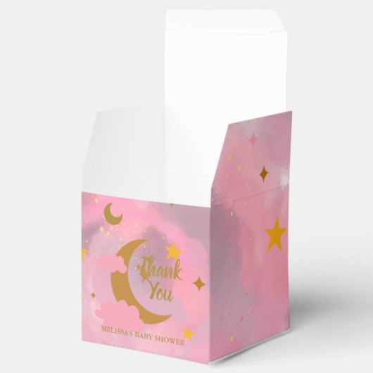 Twinkle twinkle kleine ster aangepaste roze bedankdoosjes (Geopend)