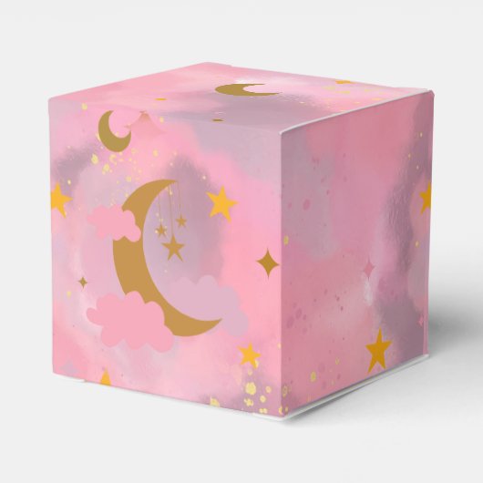 Twinkle twinkle kleine ster aangepaste roze bedankdoosjes (Achterkant)