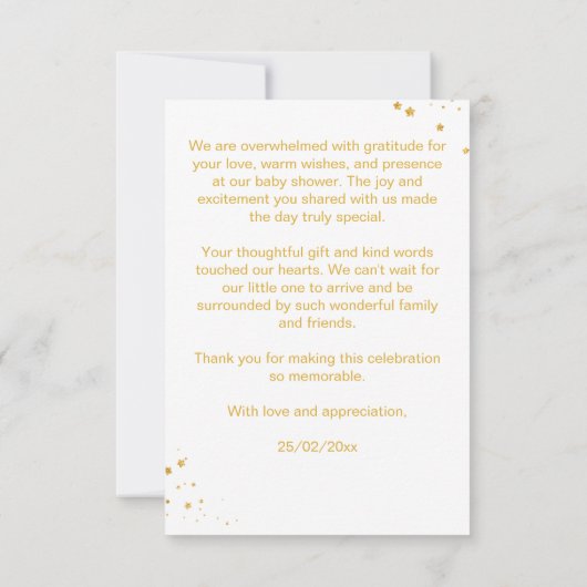 Twinkle twinkle kleine ster baby shower bedankkaart (Achterkant)