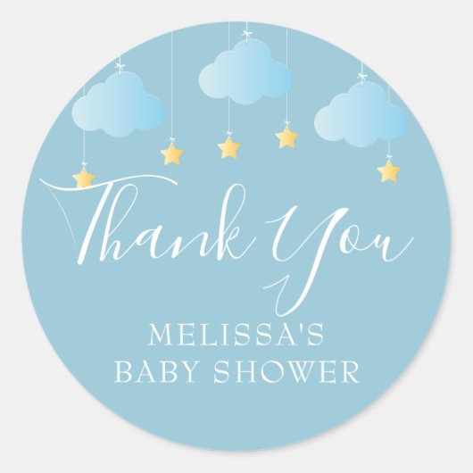 Twinkle twinkle kleine ster baby shower blauw ronde sticker (Voorkant)