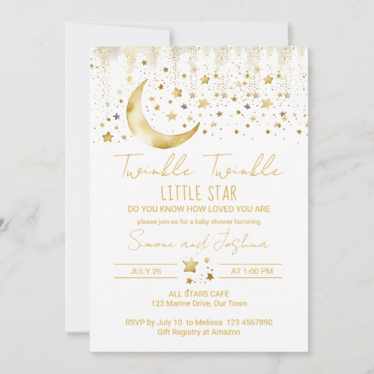 Twinkle twinkle kleine ster baby shower kaart (Voorkant)