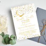 Twinkle twinkle kleine ster baby shower kaart<br><div class="desc">Twinkle twinkle kleine ster baby shower goud en glitter uitnodiging sjabloon instant download. Eenvoudige gouden halve maan gouden sterren en sprinkles,  gouden lettertype</div>