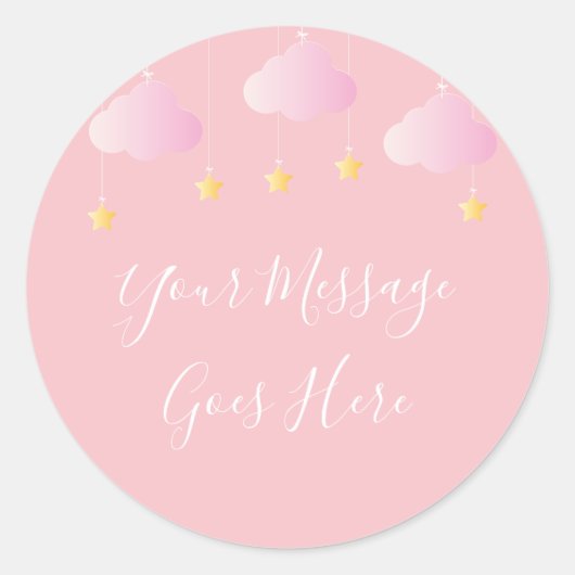 Twinkle twinkle kleine ster baby shower roze ronde sticker (Voorkant)