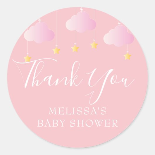 Twinkle twinkle kleine ster baby shower roze ronde sticker (Voorkant)