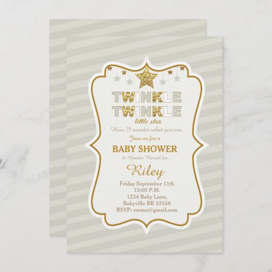 Twinkle Twinkle kleine ster baby shower uitnodigin Kaart (Voorkant / Achterkant)