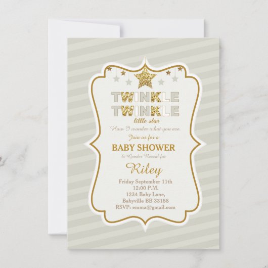 Twinkle Twinkle kleine ster baby shower uitnodigin Kaart (Voorkant)