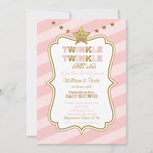 Twinkle Twinkle kleine ster baby shower uitnodigin Kaart (Voorkant)