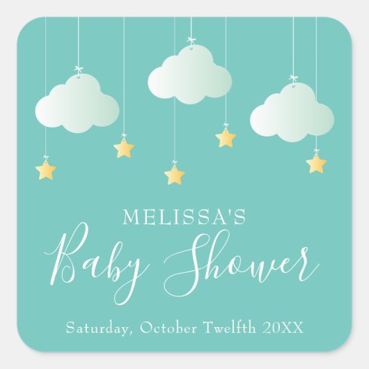 Twinkle twinkle kleine ster baby shower vierkante sticker (Voorkant)