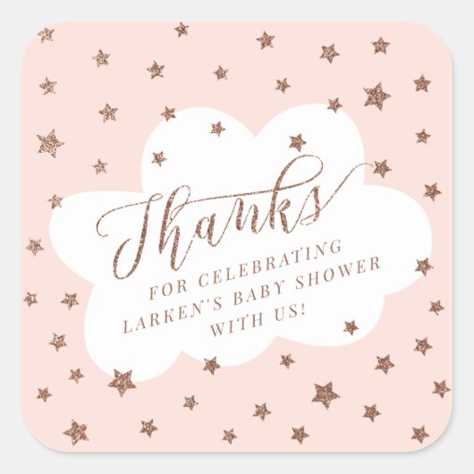 Twinkle twinkle kleine ster bedankt je baby shower vierkante sticker (Voorkant)