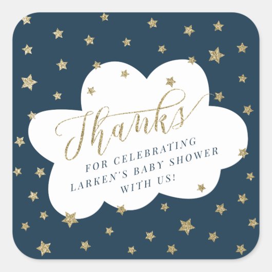 Twinkle twinkle kleine ster bedankt je baby shower vierkante sticker (Voorkant)