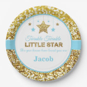 Twinkle twinkle kleine ster blauw baby shower bord (Voorkant)