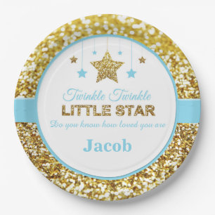 Twinkle twinkle kleine ster blauw baby shower bord