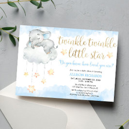 Twinkle twinkle kleine ster blauw goud baby shower kaart