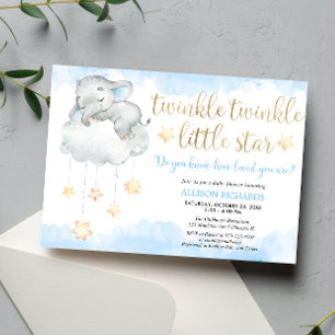 Twinkle twinkle kleine ster blauw goud baby shower kaart