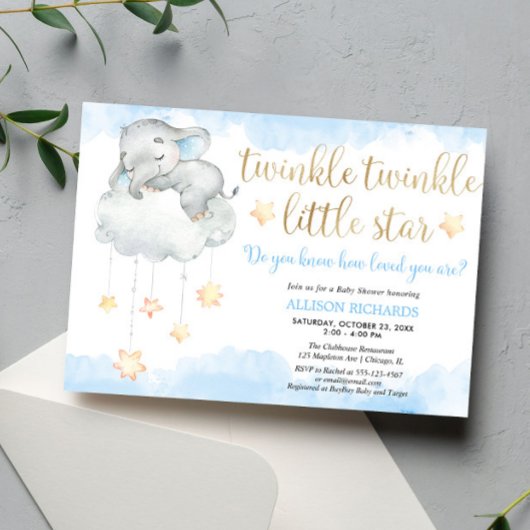 Twinkle twinkle kleine ster blauw goud baby shower kaart