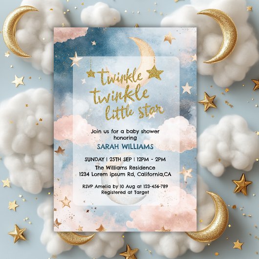 Twinkle twinkle kleine ster gender baby shower kaart