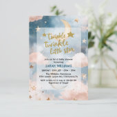 Twinkle twinkle kleine ster gender baby shower kaart (Staand voorkant)