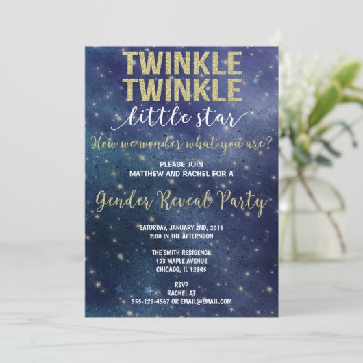 Twinkle Twinkle kleine ster geslacht onthullen Kaart (Staand voorkant)