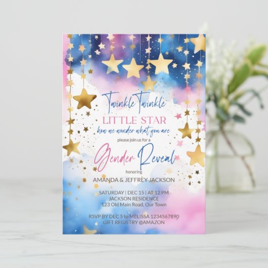 Twinkle twinkle kleine ster geslacht onthullen kaart (Staand voorkant)