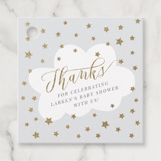 Twinkle twinkle kleine ster grijs baby shower bedankjes labels (Voorkant)