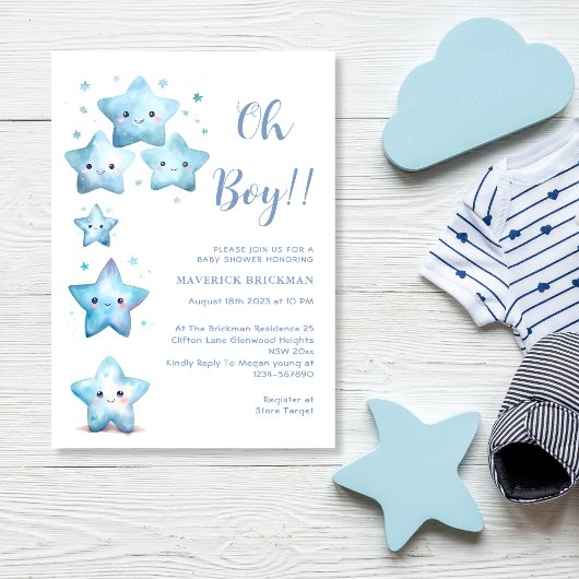 Twinkle twinkle Kleine ster oh Jongen Baby Shower Kaart
