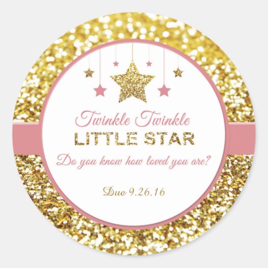 Twinkle Twinkle kleine ster roze en gouden sticker (Voorkant)