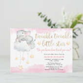 Twinkle twinkle kleine ster roze goud baby shower kaart (Staand voorkant)
