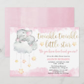 Twinkle twinkle kleine ster roze goud baby shower kaart (Voorkant / Achterkant)