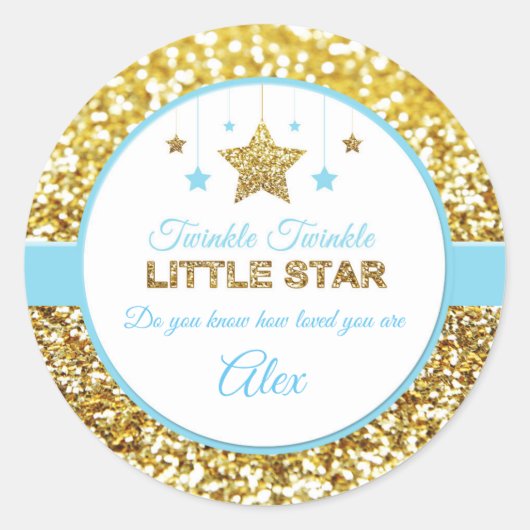 Twinkle twinkle kleine ster stickers baby blauw (Voorkant)