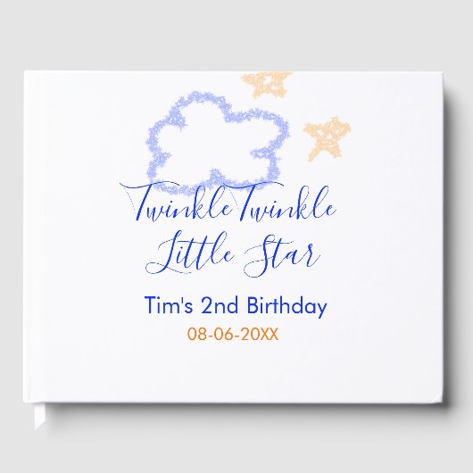 Twinkle twinkle kleine ster verjaardag paarse sina gastenboek (Voorkant)