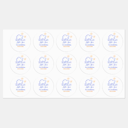 Twinkle twinkle kleine ster verjaardag paarse sina labels (Vel)