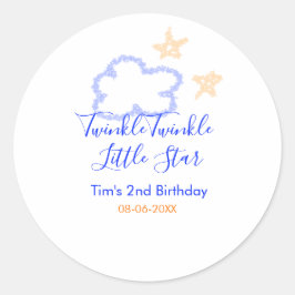 Twinkle twinkle kleine ster verjaardag paarse sina ronde sticker