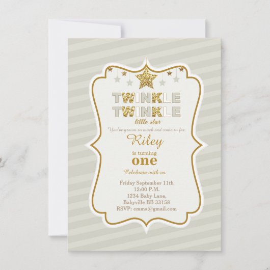 Twinkle Twinkle kleine ster verjaardag uitnodiging (Voorkant)