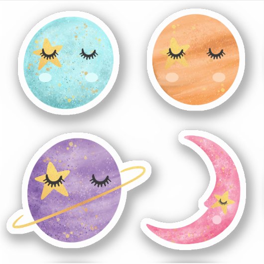 Twinkle Twinkle Kleine Sterren & Planeten Ruimteth Sticker (Voorkant)