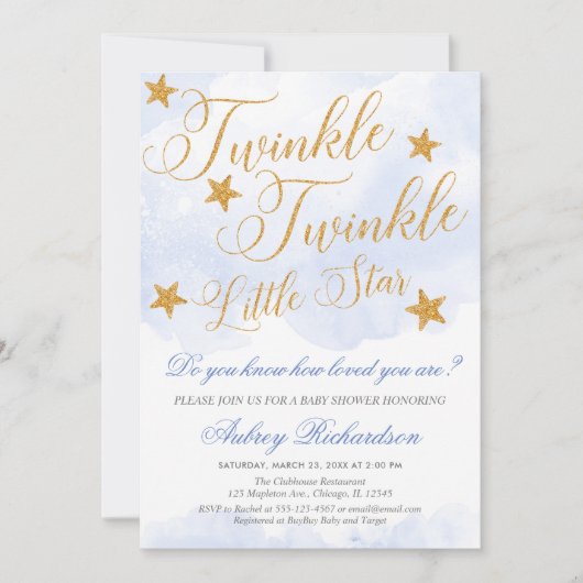 Twinkle Twinkle kleine sterrenjongen blauw baby sh Kaart (Voorkant)