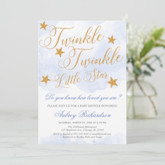 Twinkle Twinkle kleine sterrenjongen blauw baby sh Kaart (Staand voorkant)