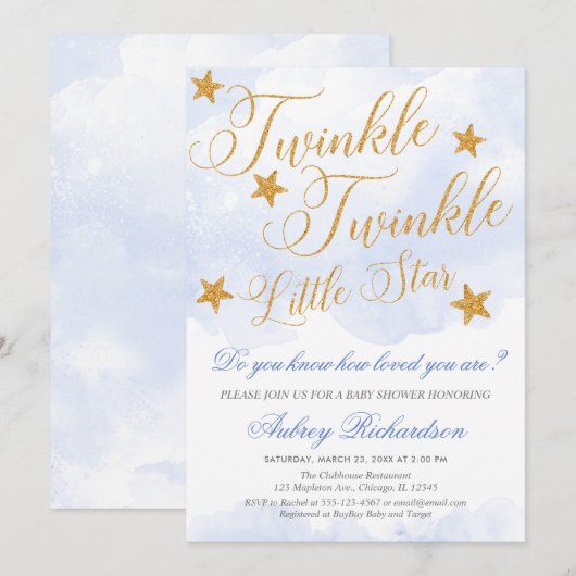 Twinkle Twinkle kleine sterrenjongen blauw baby sh Kaart (Voorkant / Achterkant)
