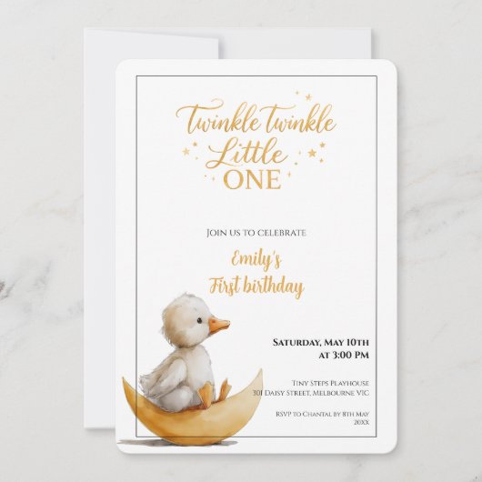Twinkle Twinkle Little One First Birthday Kaart (Voorkant)